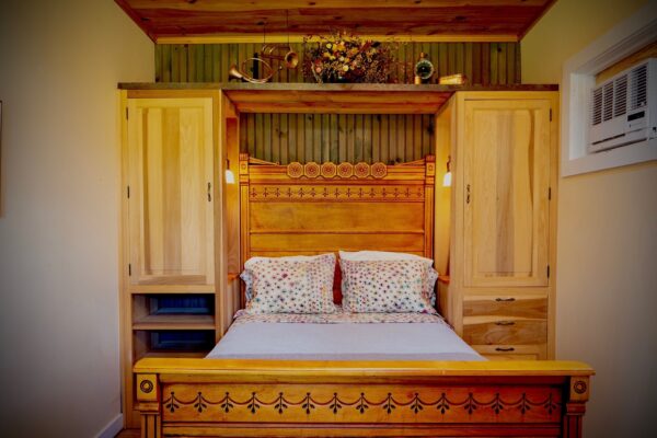 Bedroom setting in the Eco Cottage