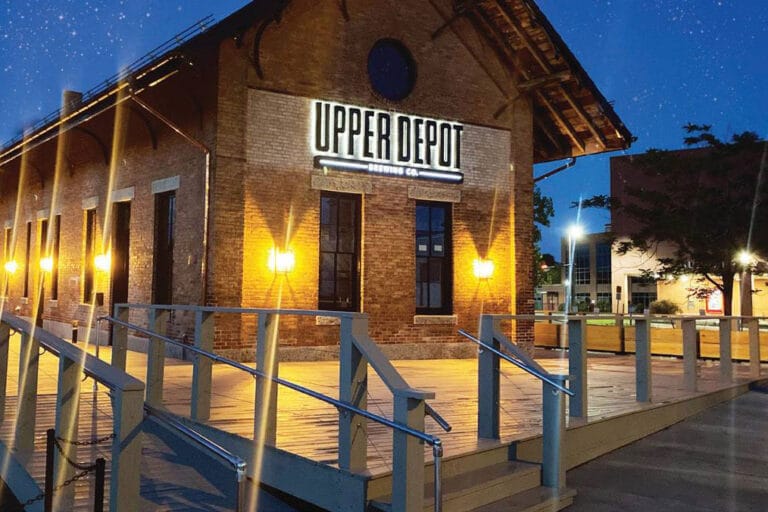 Night view of local brewery